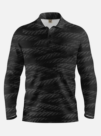 3D Abstract Geometric Long Sleeve Casual Polo Shirt