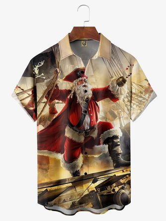 Big Size Pirate Santa Short Sleeve Casual Shirt
