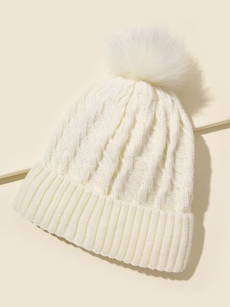 Christmas Fuzzy Ball Thicken Lined Knitted Hat