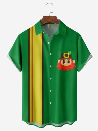 St. Patrick's Day Chest Pocket Short Sleeve Bowling Shirt
