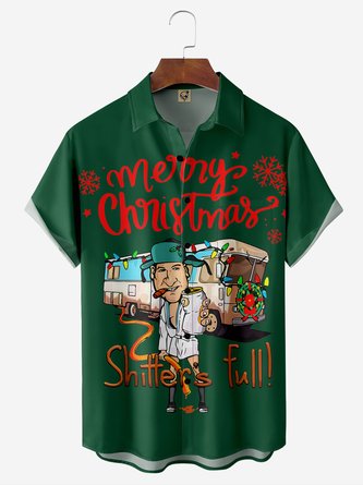 Funny Santa Chest Pocket Short Sleeve Casual Shirt
