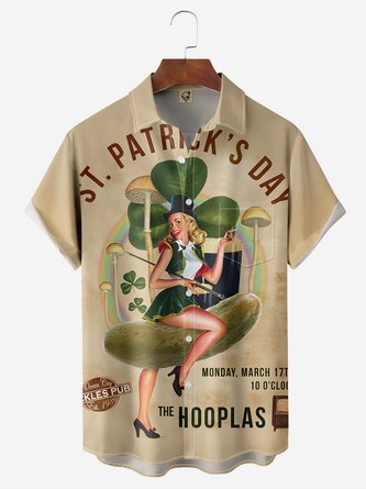 St. Patrick's Day Chest Pocket Short Sleeve Casual Shirt