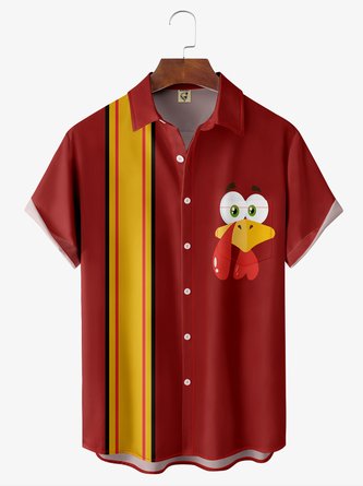 Turkey Chest Pocket Short Sleeve Bowling Shirt