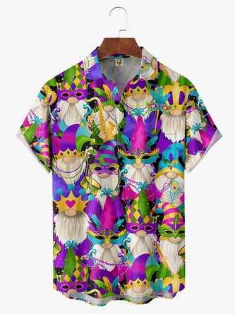 Carnival Gnome Chest Pocket Short Sleeve Casual Shirt