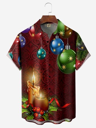 Balloon Candle Chest Pocket Short Sleeve Casual Shirt