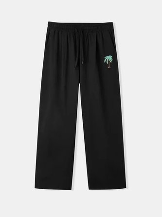 Cotton Palm Tree Relaxed Harem Pants