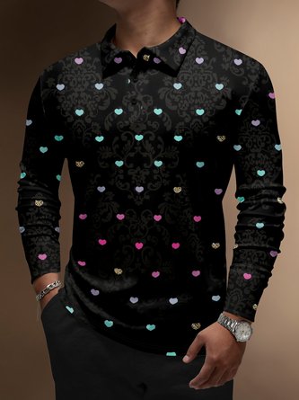 Valentine Heart Hippie Trippy Men's Golf Shirts