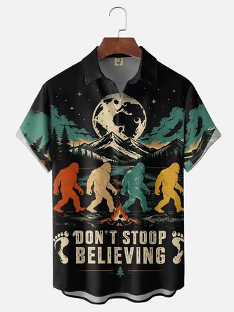 Moisture Wicking Fun Bigfoot Holiday Chest Pocket Hawaiian Shirt
