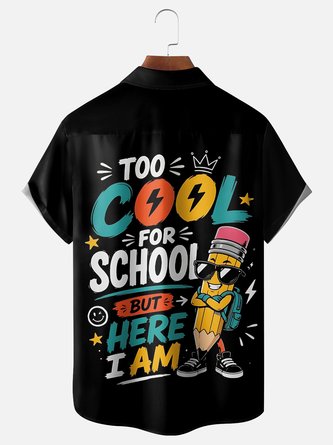 Moisture Wicking Back To School Slogan Chest Pocket Hawaiian Shirt