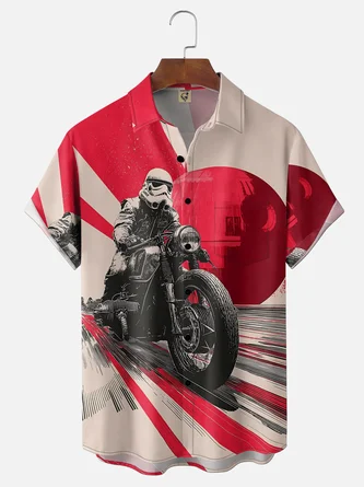 Moisture Wicking Star Trooper Motorcycle Holiday Chest Pocket Hawaiian Shirt