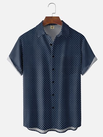 Moisture Wicking Abstract Gradient Polka Dot Chest Pocket Hawaiian Shirt