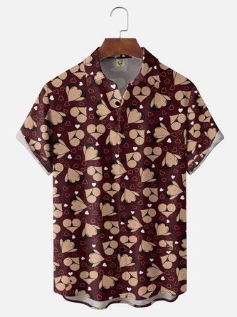 Moisture Wicking Abstract Geometric Gradient Bikini Print Chest Pocket Hawaiian Shirt