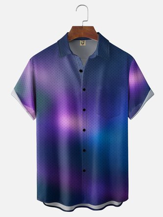 Moisture Wicking Abstract Gradient Chest Pocket Holiday Hawaiian Shirt