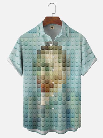 Moisture Wicking Van Gogh Portrait Art Holiday Chest Pocket Hawaiian Shirt