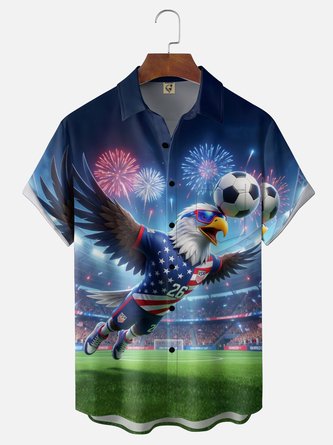 Moisture Wicking American Eagle Holiday Chest Pocket Hawaiian Shirt