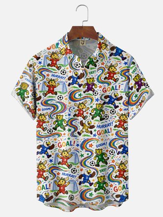 Moisture Wicking Gradient Bald Eagle Elk Tiger Soccer Designs Chest Pocket Hawaiian Shirt