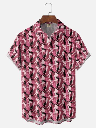 Moisture Wicking Body Camo Chest Pocket Hawaiian Shirt