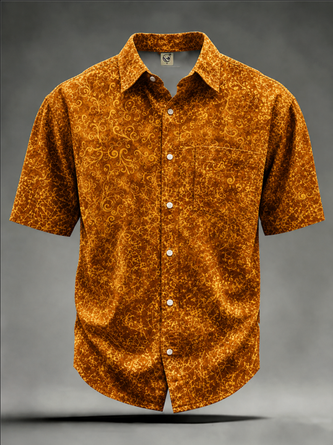 Moisture Wicking Abstract Gradient Geometric Chest Pocket Hawaiian Shirt