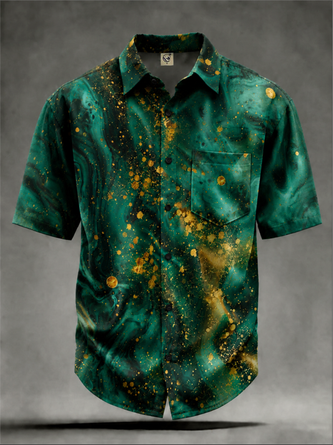 Moisture Wicking Abstract Gradient Chest Pocket Hawaiian Shirt