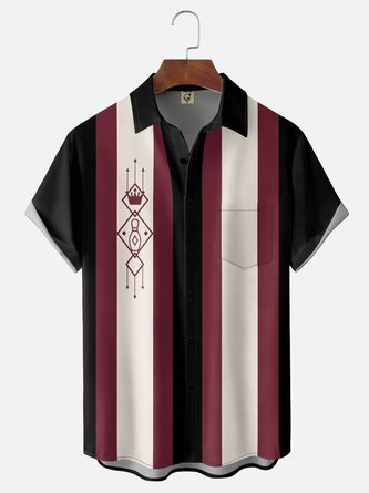 Moisture Wicking King Bowling Chest Pocket Bowling Shirt