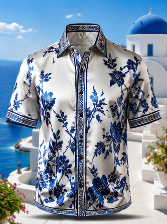 Breathable Silk Satin Floral Hawaiian Shirt