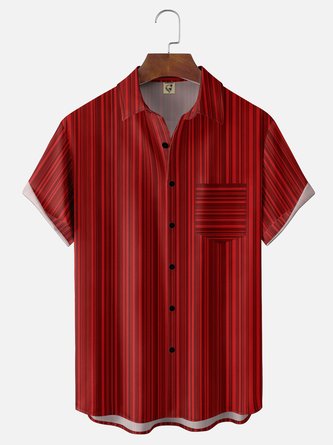 Moisture Wicking Gradient 3D Abstract Geometric PrintChest Pocket Hawaiian Shirt