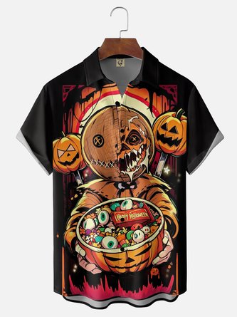 Moisture wicking Halloween Chest Pocket Hawaiian Shirt