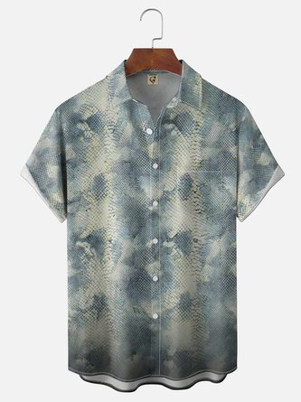 Moisture Wicking Snakeskin Chest Pocket Hawaiian Shirt