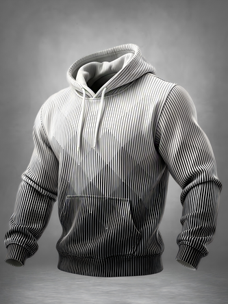 Stripes Gradient Kangaroo Pocket Hoodie Sweatshirt