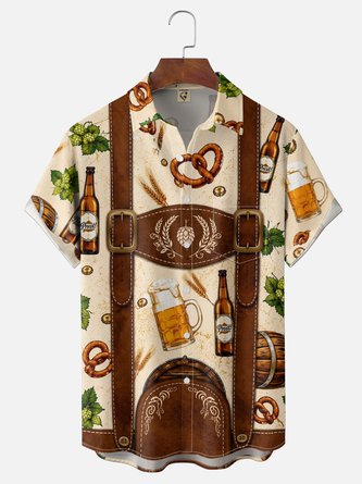 Moisture Wicking Gradient Oktoberfest Bartender Style Chest Pocket Hawaiian Shirt