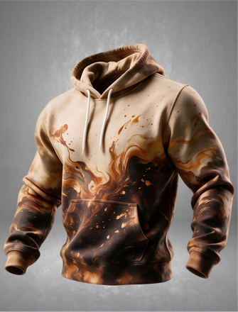 Abstract print Ink Wash Pattern Kangaroo Pocket Hoodie Sweatshirt