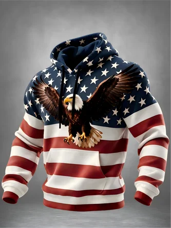American Eagle American Flag Kangaroo Pocket Hoodie Sweatshirt