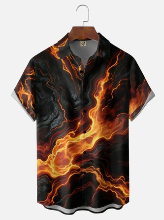 Moisture Wicking Gradient 3D Abstract Karst Pattern Chest Pocket Hawaiian Shirt