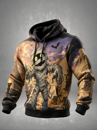 Halloween Mummy Sphinx Kangaroo Pocket Hoodie Sweatshirt
