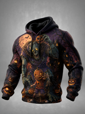 Halloween Monsters Pumpkin Kangaroo Pocket Hoodie Sweatshirt