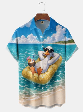 Moisture Wicking Animal Chest Pocket Hawaiian Shirt