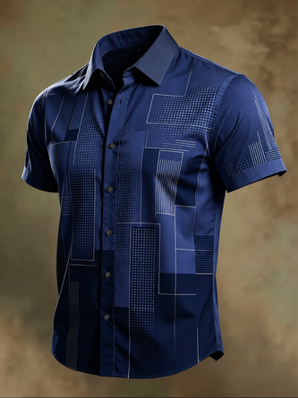 Moisture-Wicking  Abstract Geometric Line Art Casual Shirt