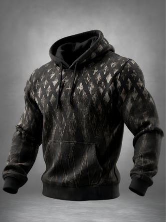 Vintage Diamond Kangaroo Pocket Hoodie Sweatshirt