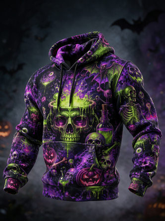 Halloween Skull Kangaroo Pocket Hoodie Sweatshirt