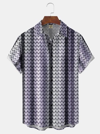 Moisture wicking Gradient Geometric Wheat ear Texture Chest Pocket Casual Shirt