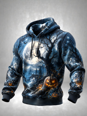 Halloween Pumpkin Moon Kangaroo Pocket Hoodie Sweatshirt