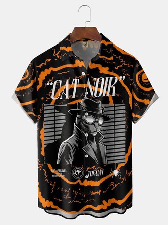 X Contatoeoli Studio Moisture wicking Cat Chest Pocket Hawaiian Shirt
