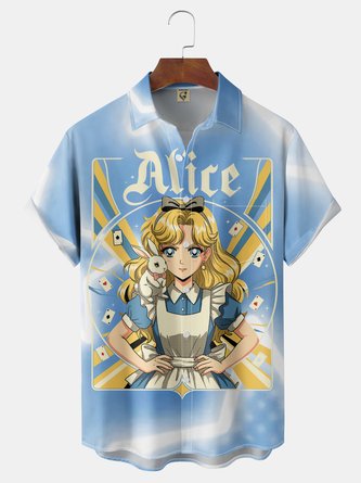 X Contatoeoli Studio Moisture wicking Comic Chest Pocket Casual Shirt