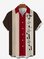 Mens Music Notes Print 50s Vintage Style Bowling Shirt