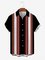 Mens Striped Print Round Hem Loose Short Sleeve Bowling Hawaiian Shirts