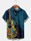 Mens Boho Folk Guitar Casual Breathable Short Sleeve Hawaiian Shirts