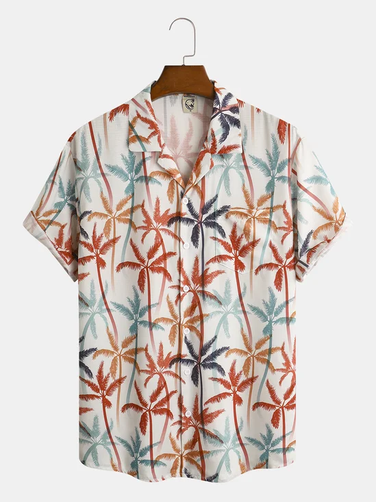 Coconut Tree Chest Pocket Short Sleeve Resort Shirt