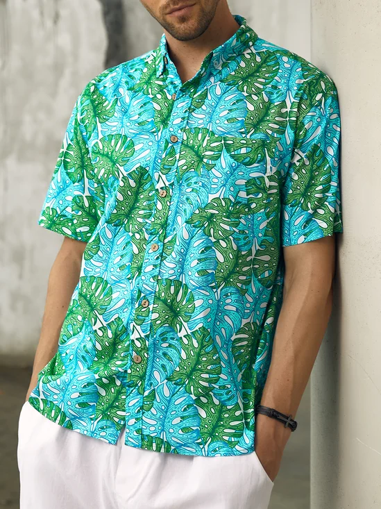 Hardaddy® Cotton Tropical Coconut Tree Oxford Shirt