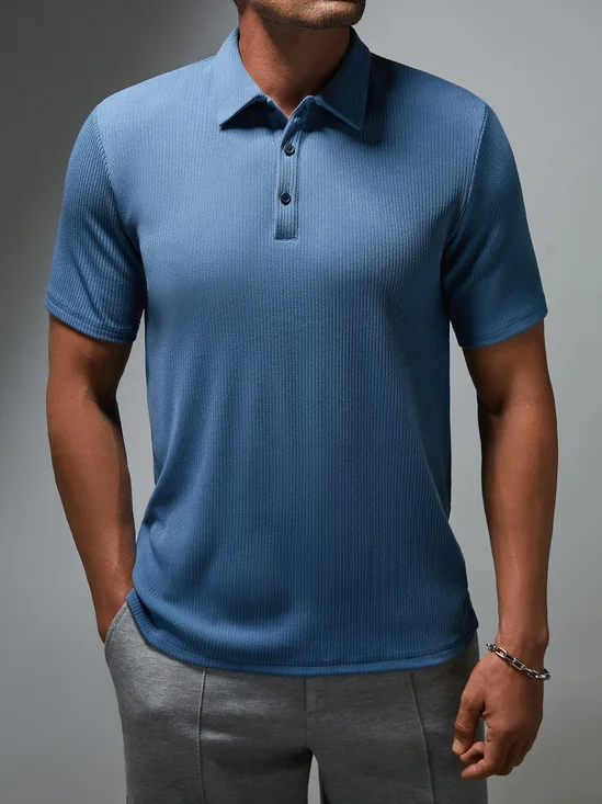 Plain Button Short Sleeve Polo Shirt