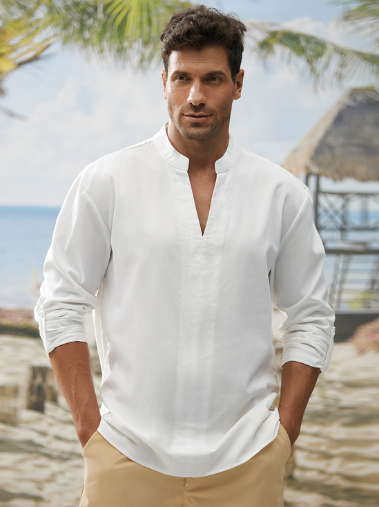 Hardaddy® Cotton Plain Long Sleeve V Neck Shirt